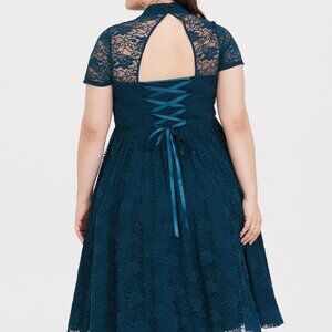 Torrid Retro Chic Teal Lace Midi Dress